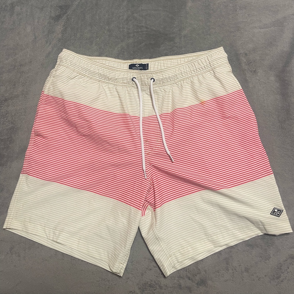 Sperry Beige Striped Swim Shorts